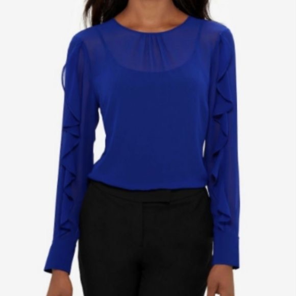 The Limited Blue Eva Longoria Blouse Med